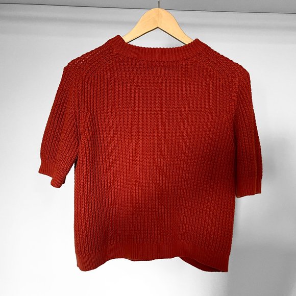 Autumn, loose fit, Knit T-Shirt Sweater in Burt Orange/Red (Small) - Picture 2 of 3